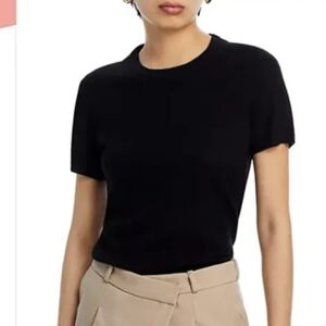 Cashmere Black Short-Sleeve Crewneck Sweater  Sz.S